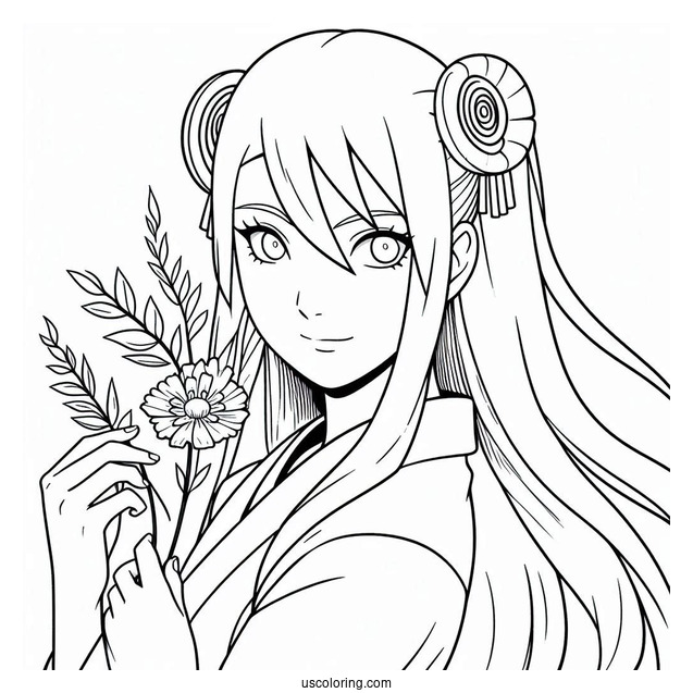 Naruto Coloring Page Of Kaguya Ōtsutsuki Outline