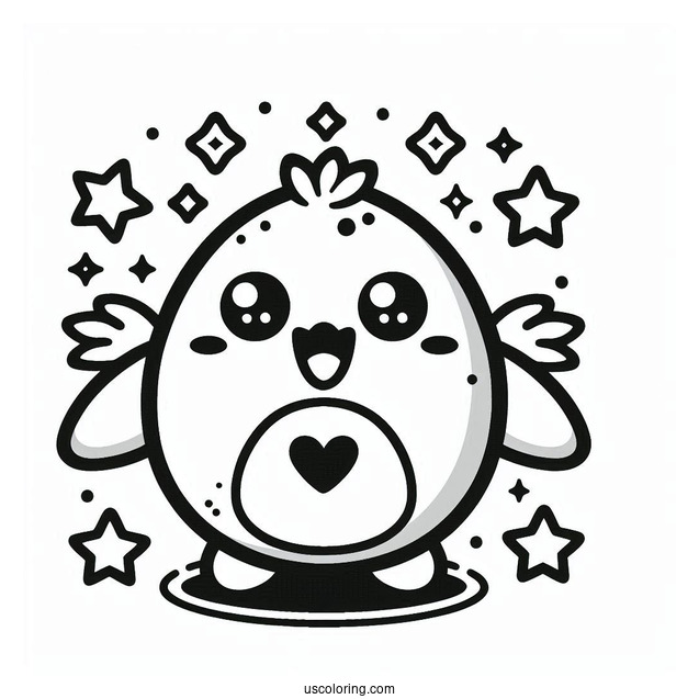Tamagotchi Coloring Page Of Easy Kuchipatchi For Kids