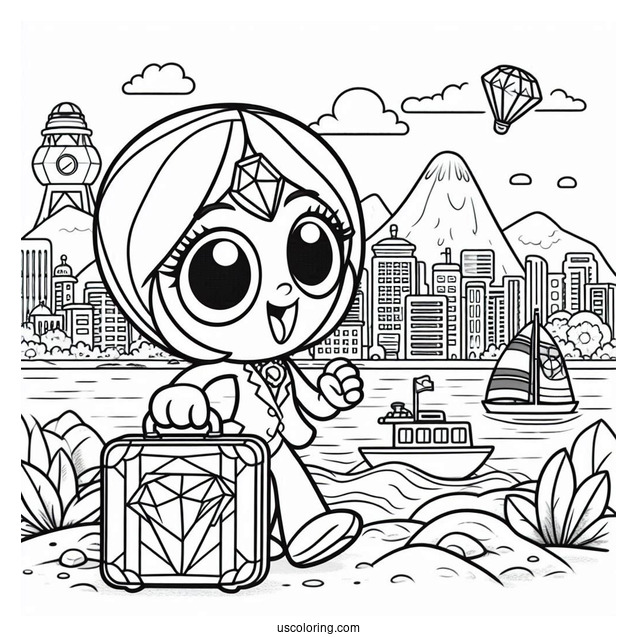 Luiz, Jewel, And Blue With A Suitcase Coloring Page