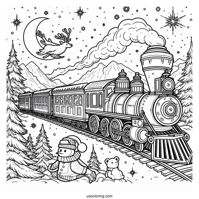 Easy Polar Express Coloring Page For Kids