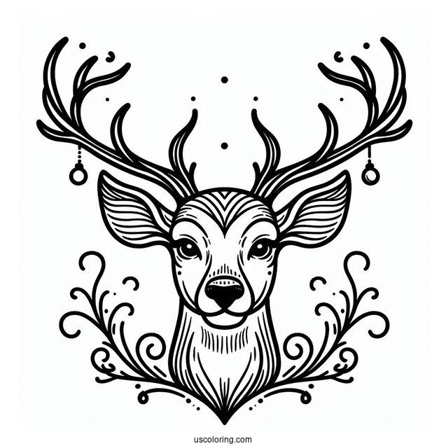 Simple Outline Of Reindeer Head