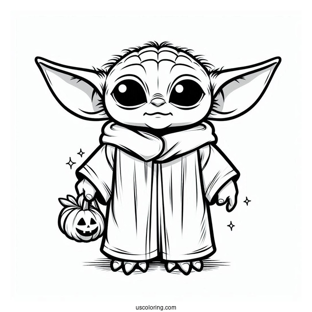 Halloween Baby Yoda To Color