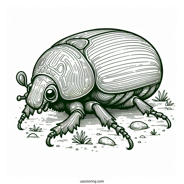 Green Scarab Beetle Coloring Page On The Ground