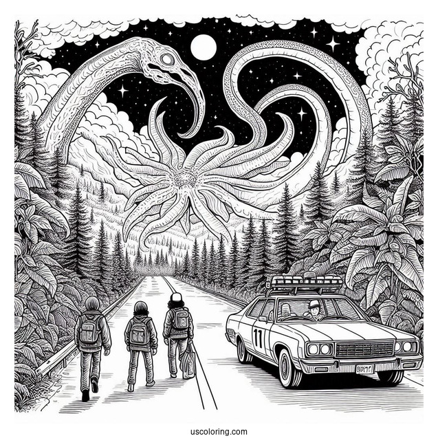 Detailed Stranger Things Coloring Sheet For Adults