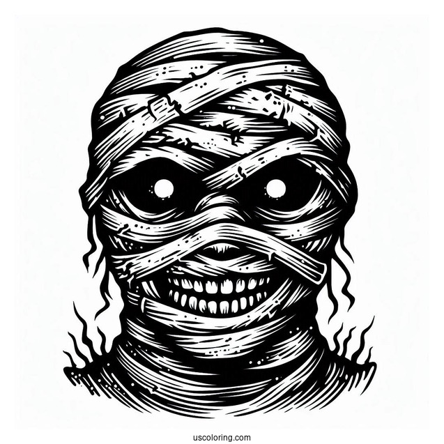 Scary Mummy Coloring Page Face