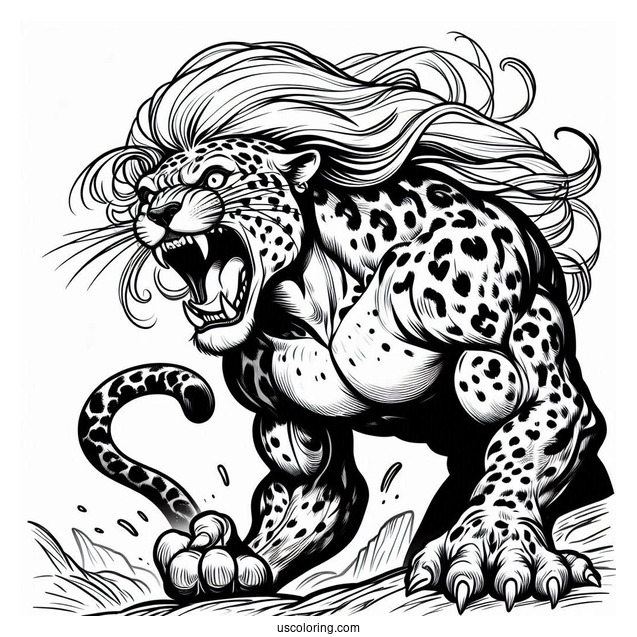 Tarzan Coloring Page Of Sabor The Leopard Roaring