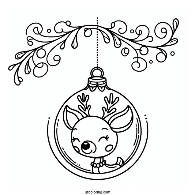 Christmas Ornaments Coloring Page Of Rudolph The Reindeer Bauble