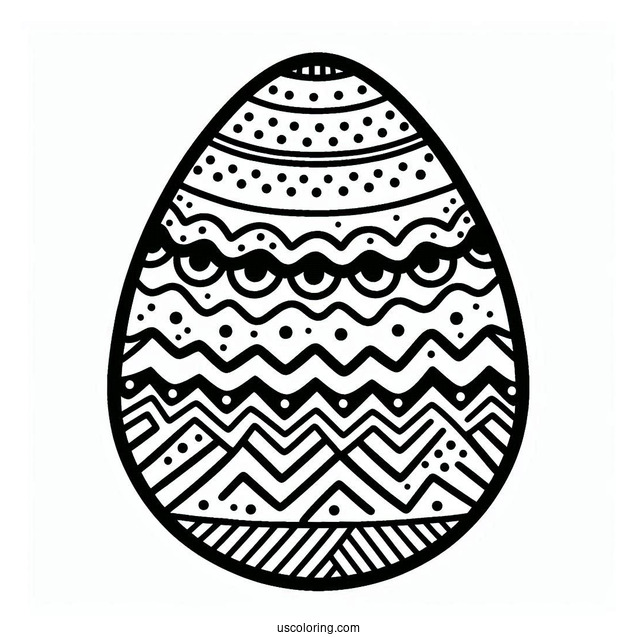 Chevron And Polka Dots Easter Egg Coloring Sheet For Preschoolers
