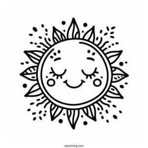 Easy Outline Of a Smiling Sun To Color
