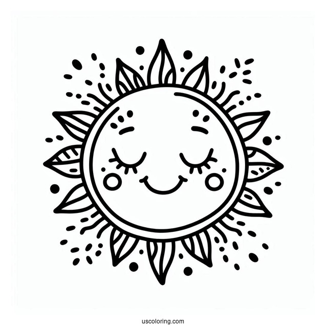 Easy Outline Of a Smiling Sun To Color