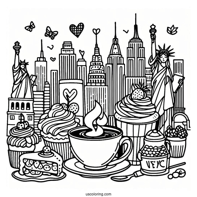 New York Coloring Page Of We Are Happy To Serve You Cup