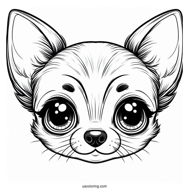 Simple Chihuahua Coloring Page With Big Eyes