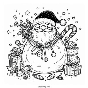 Santa_s Sack Of Toys To Color