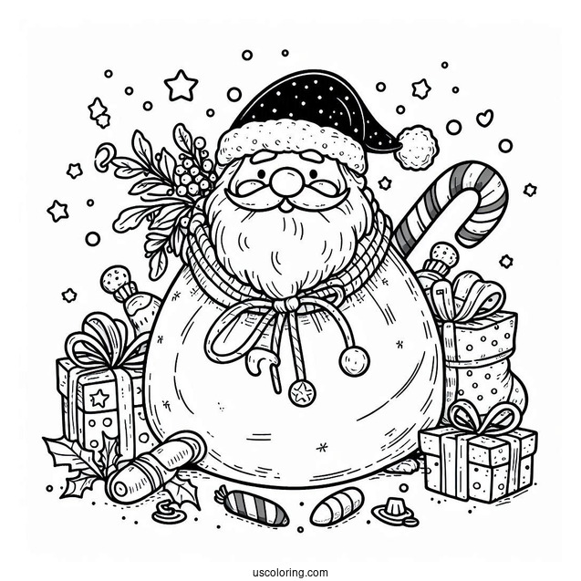 Santa_s Sack Of Toys To Color