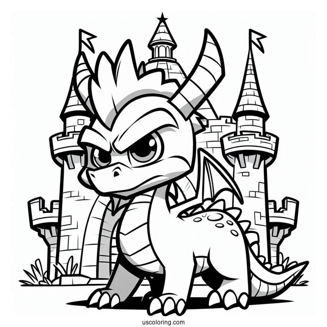 Angry Sypro Coloring Page In Front Of Castle