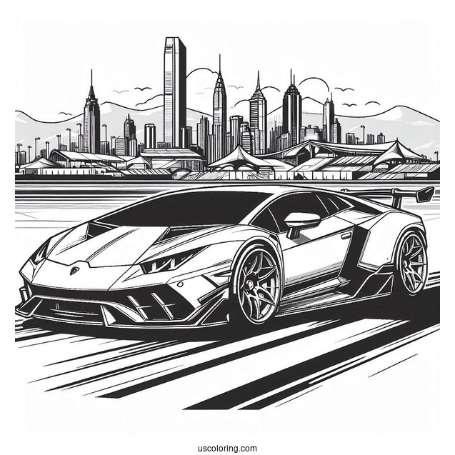 Detailed Lamborghini Race Car Coloring Page