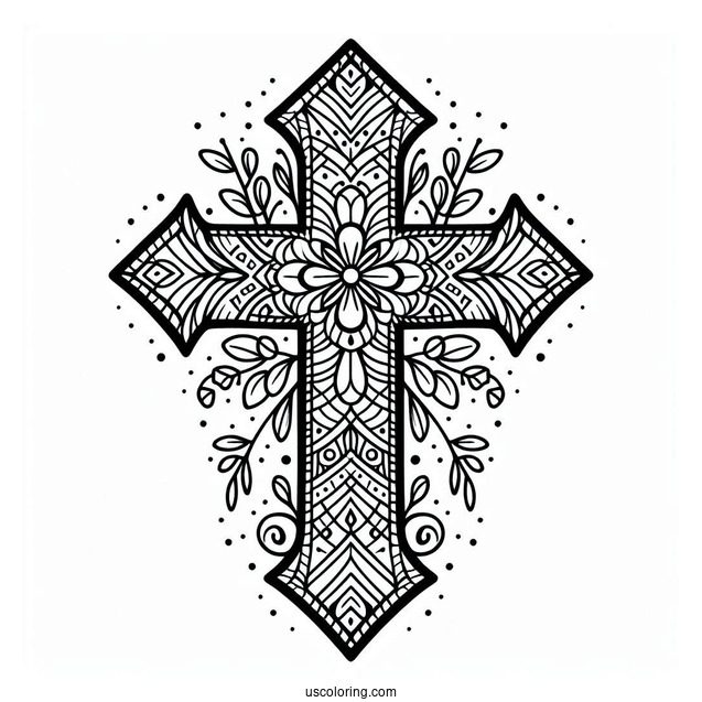 Easy Cross Coloring Sheet For Kids