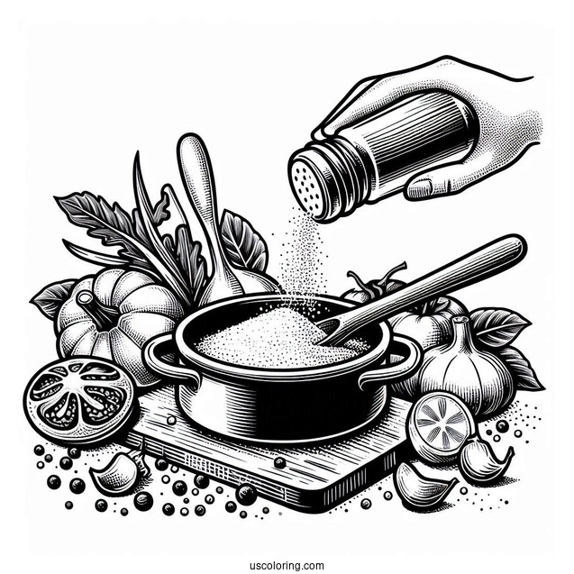 Ratatouille Coloring Page Adding Salt To A Pot For Kids