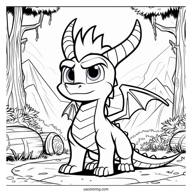Sypro Coloring Page Serious Cynder Standing In The Forest