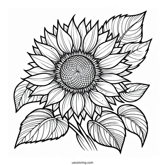 Outline Of Sunflower Coloring Sheet