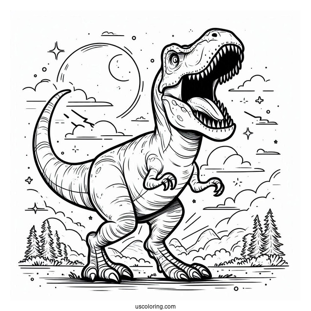 T-Rex Roaring Coloring Sheet