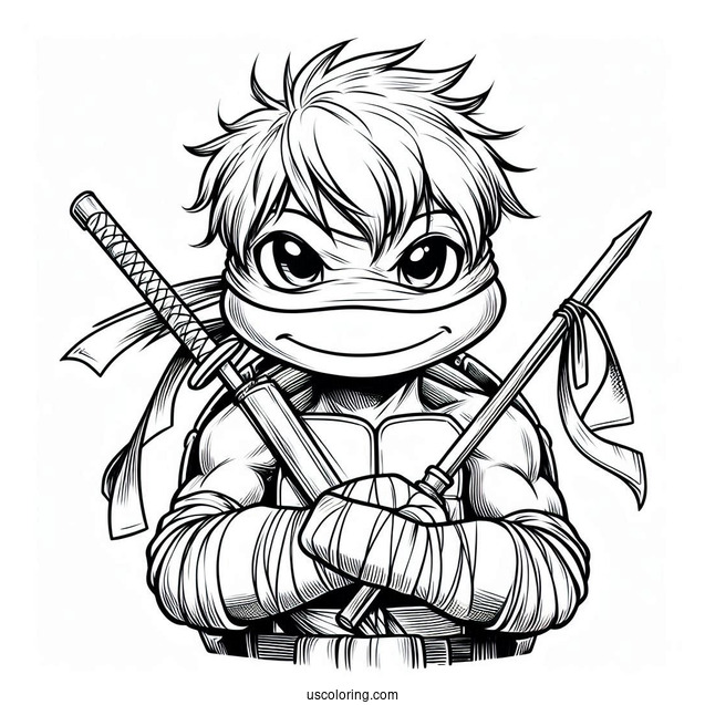 Ninja Turtles Coloring Page Of Young Leonardo