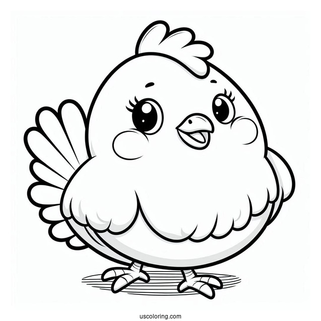 Smiling Chicken Coloring Sheet For Kids