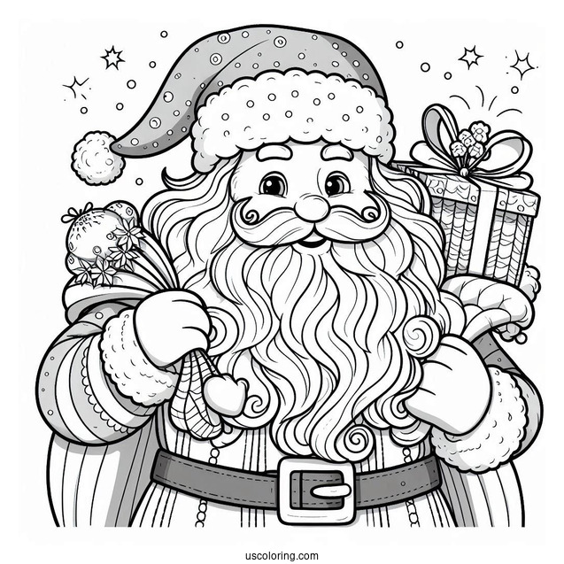 Father Christmas In Complete Suit To Color For Kids