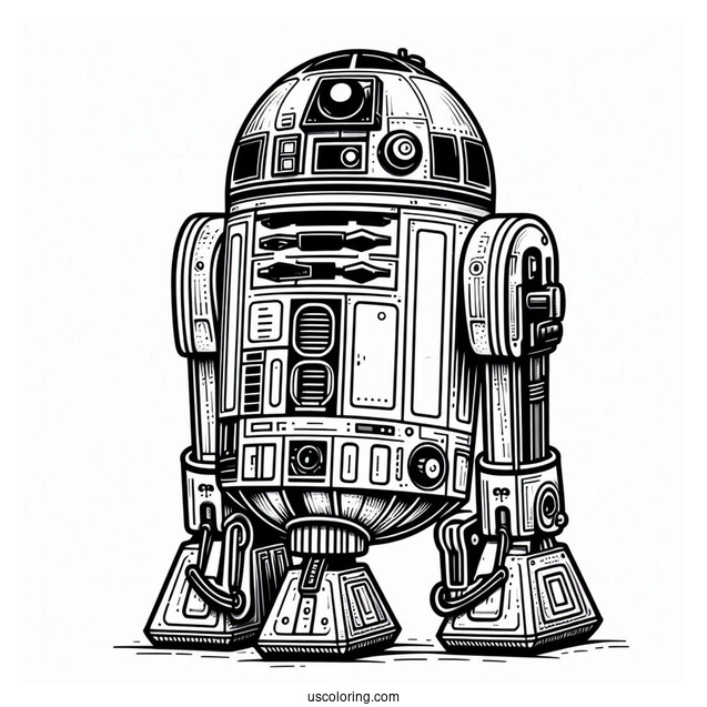 R2D2 Star Wars Robot Coloring Page