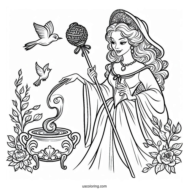 Coloring Page Of The Wicked Stepmother From Cinderella