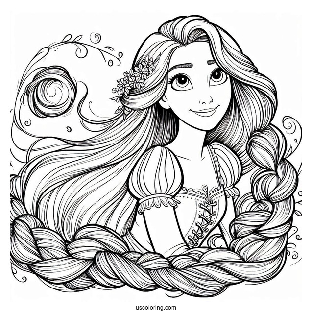 Tangled Coloring Page With Rapunzel