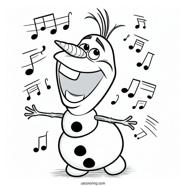 Singing Olaf Coloring Sheet
