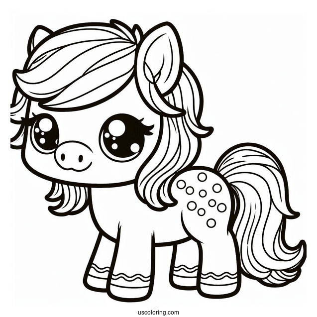 Adorable Kawaii Horse To Color For Kids
