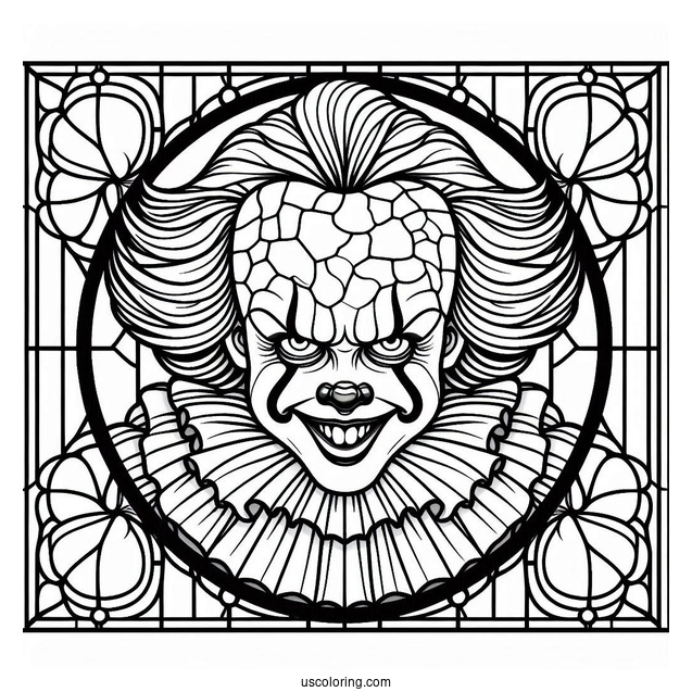 Smiling Pennywise Stained Glass Coloring Page