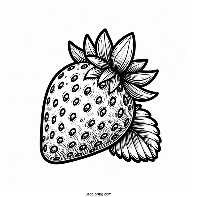 Realistic Strawberry Coloring Page Flashcard