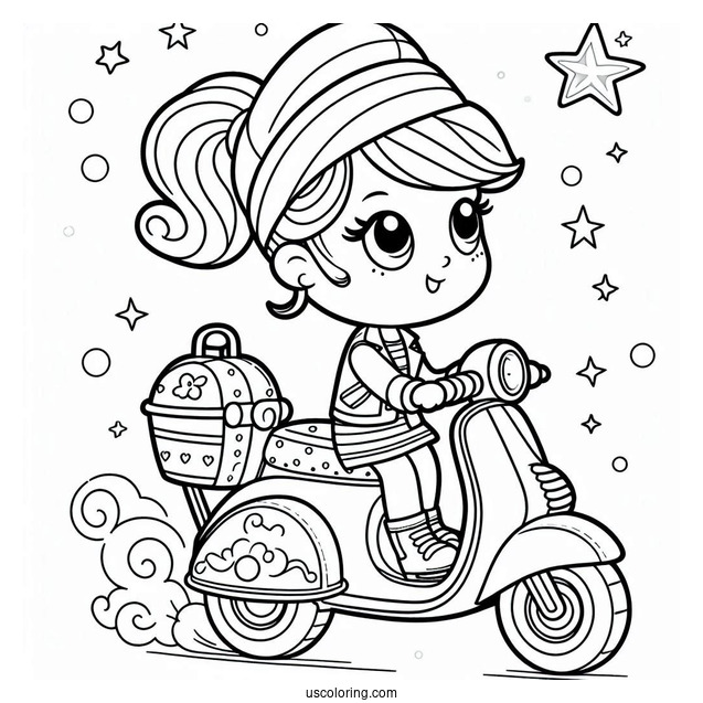 Polly Pocket Coloring Page Riding Scooter With Sidecar With Nikolas