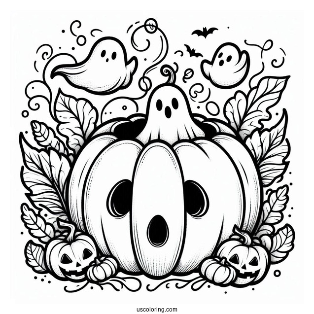 Pumpkin Coloring Page Of Ghosts Floating Out Of A Jack O Lantern