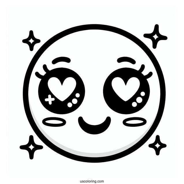 Smiling Face With Heart Eyes Emoji Coloring Page For Preschoolers