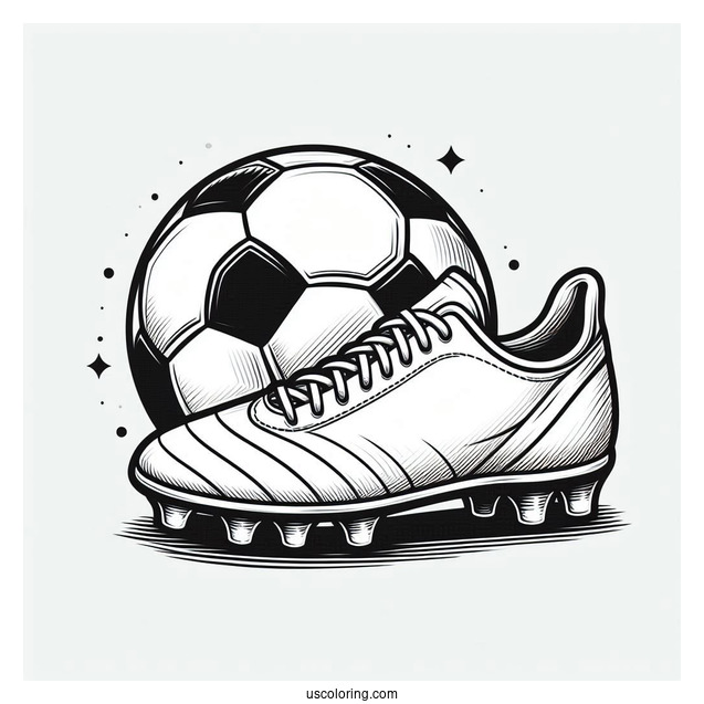 Soccer Boot And Ball To Color