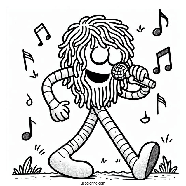 Sing Coloring Page Of Simple Eddie Noodleman Walking