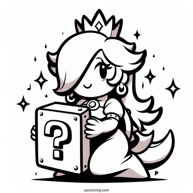 Simple Rosalina Coloring Page And Bowser Holding Question Mark Block