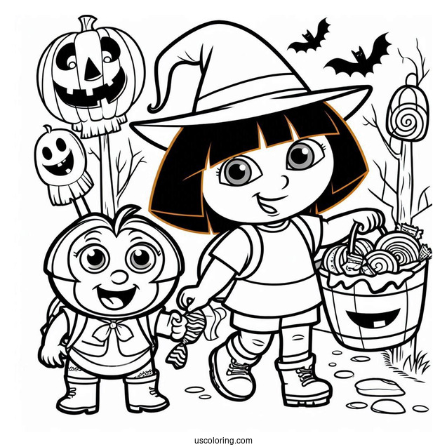 Dora And Boots Trick Or Treating For Halloween