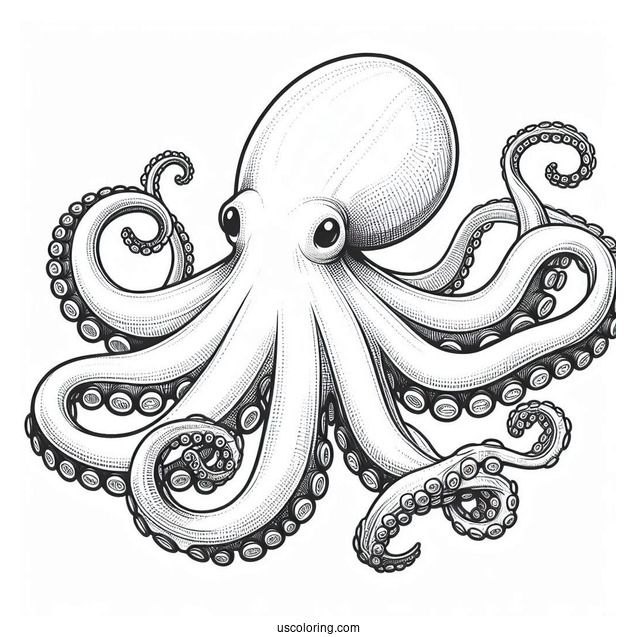 Realistic Octopus Coloring Page