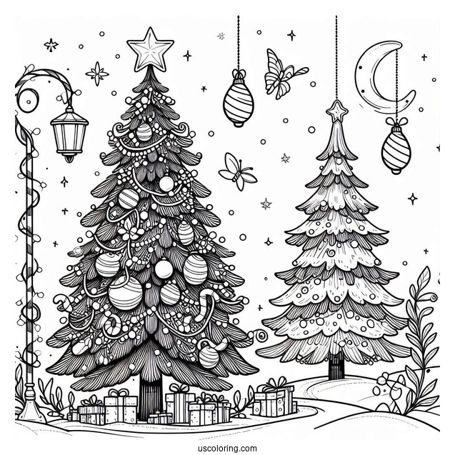 North Pole Christmas Tree Coloring Page