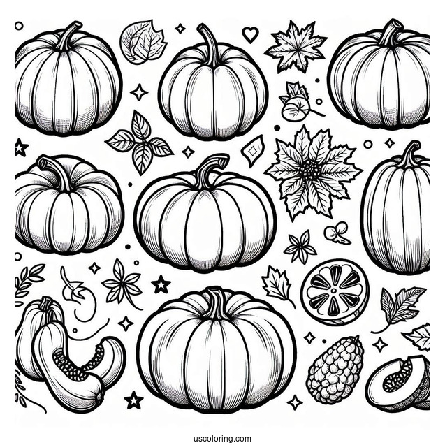 Various Pumpkin Coloring Page To Color