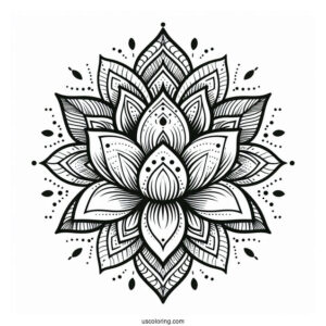 Magical Lotus Flower Mandala Coloring Page