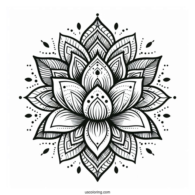 Magical Lotus Flower Mandala Coloring Page