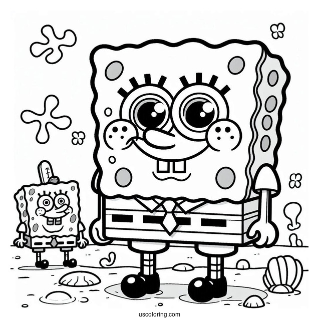 Smiling Lego SpongeBob Coloring Page For Kids