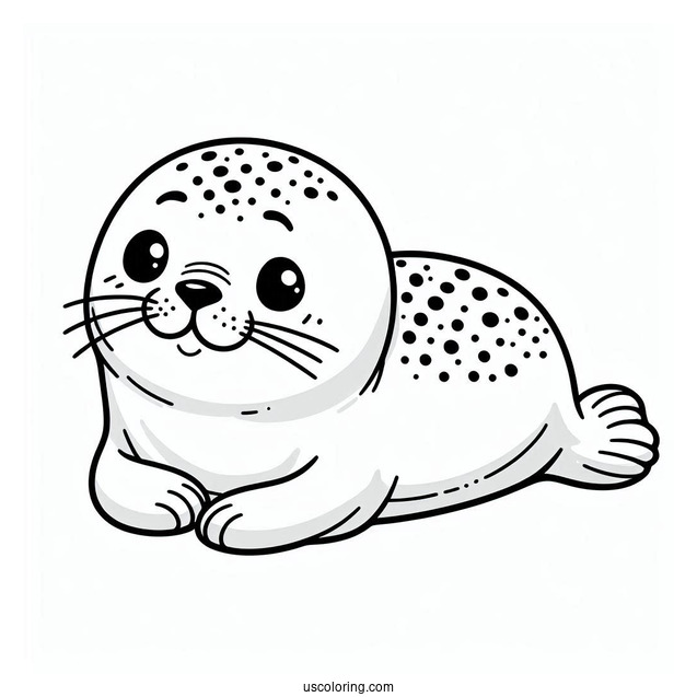 Smiling Baby Seal Coloring Page For Preschoolers