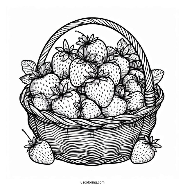 Basket Full Of Strawberries Coloring Page